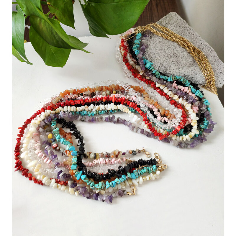 Boho Fashion Natural Turquoise Crystal Stone Waist Chain Belly Chain Body Jewelry 2021 Personality Handmade Beaded Chain