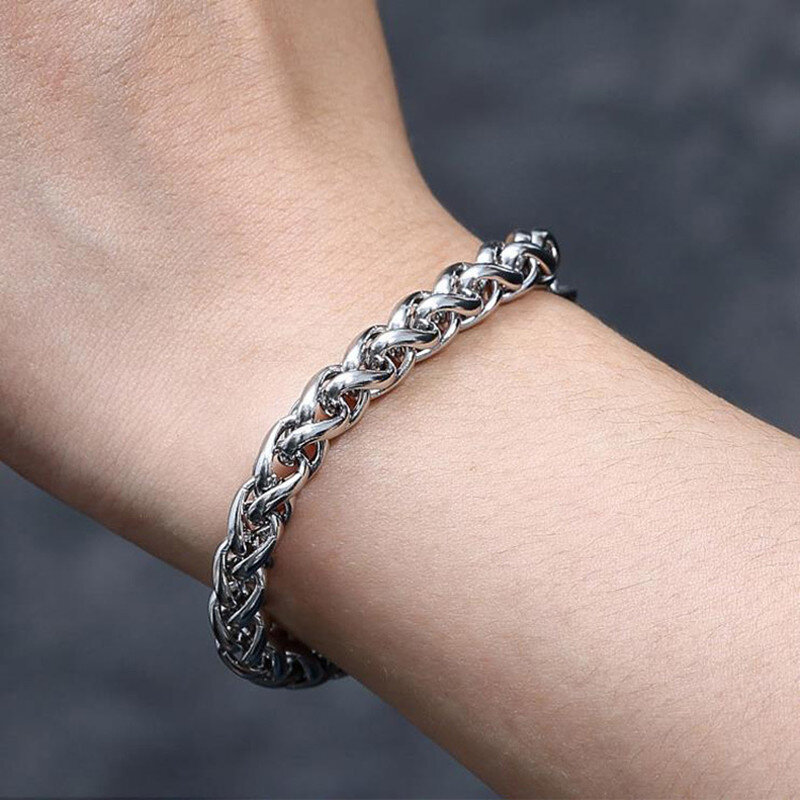 HNSP-pulsera de mano de cadena de acero inoxidable para hombre y mujer, joyería Y2K, 3MM-8MM