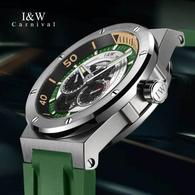 2022 nowy szkieletowy zegarek dla mężczyzn szwajcaria I & W ruch MIYOTA automatyczny zegarek Sapphire HD Luminous 50m wodoodporny Montre Homme