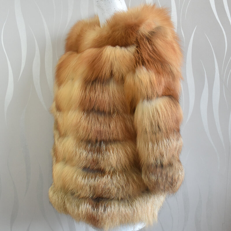 Abrigo corto de piel de zorro 2020 Natural para mujer, abrigo de piel auténtica 100% Real, mantiene el calor, moda de invierno