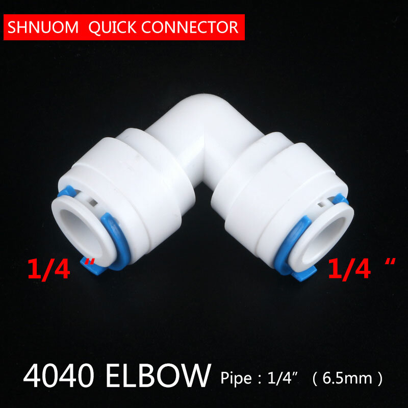 1/4" Tube - 1/4" OD Tube PE Pipe Fitting Hose Elbow 4040 internal diameter 6.5MM Quick Connector Aquarium RO Water Filter