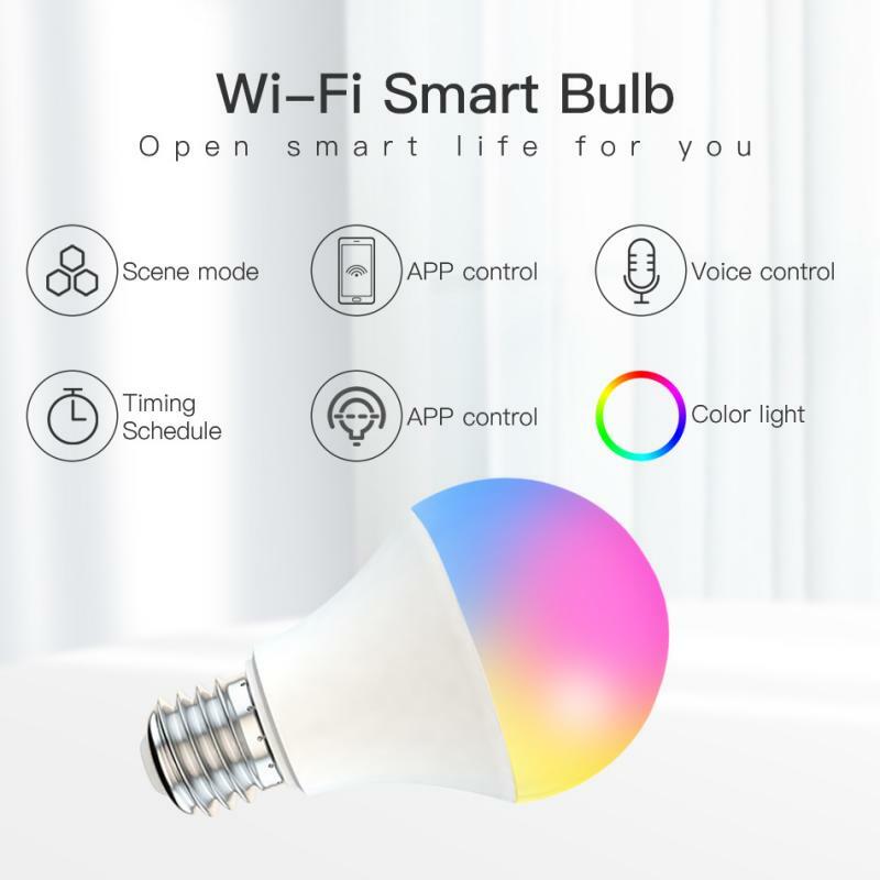 Ampoule LED Wifi intelligente, lampe à économie d'énergie RGB + CCT, éclairage d'intérieur réglable, commande vocale intelligente, fonctionne avec Alexa Google Home