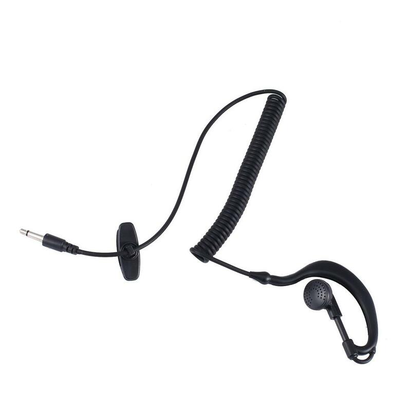 3.5 Mm Single Earpiece Ear-Hook Earphone dengan Kabel Spiral Walkie Talkie Headset Kebijakan Militer Earphone