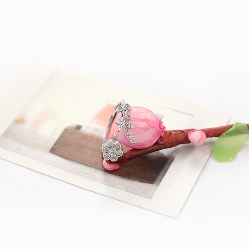 Изящные цветочные ветки Стразы регулируемое Открытое кольцо на палец женские ювелирные изделия подарок 2020