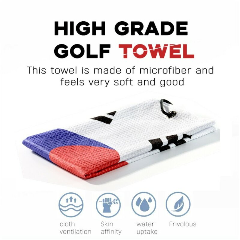 Korea Flag Golf Towel Quick Dry Cotton Beach Towel Soft Breathable Sports Towel Heavy Duty Carabiner Clip