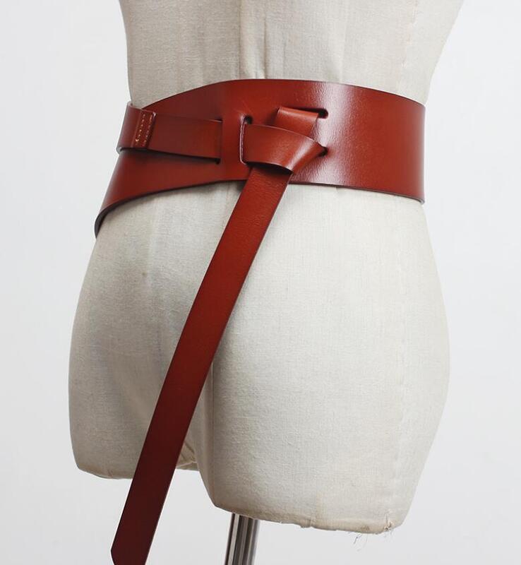 Fajas de piel auténtica para mujer, corsés para vestido femenino, cinturón ancho de decoración, moda de pasarela, R3097