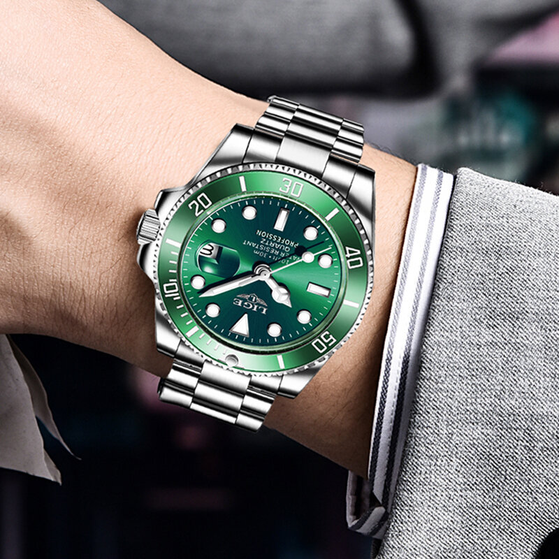 LIGE Top Brand Luxury Fashion Diver Watch Men 30ATM Waterproof Date Clock orologi sportivi orologio da polso al quarzo da uomo Relogio Masculino