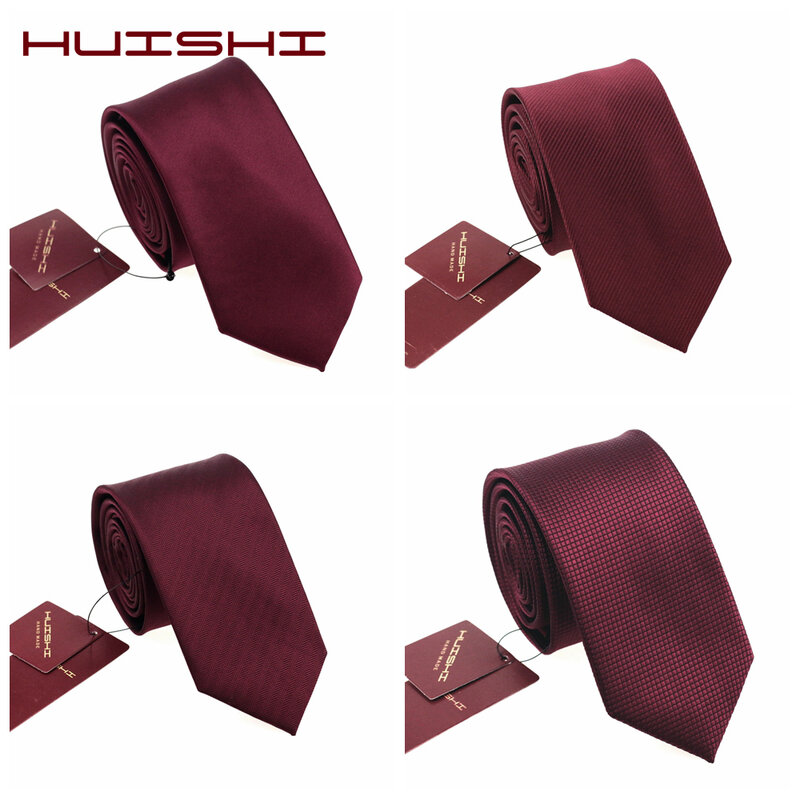 Gravata impermeável unissex para camisa, gravata vermelha vinho para homens, presente colorido do casamento, gravata popular para homens, acessórios do casamento, venda