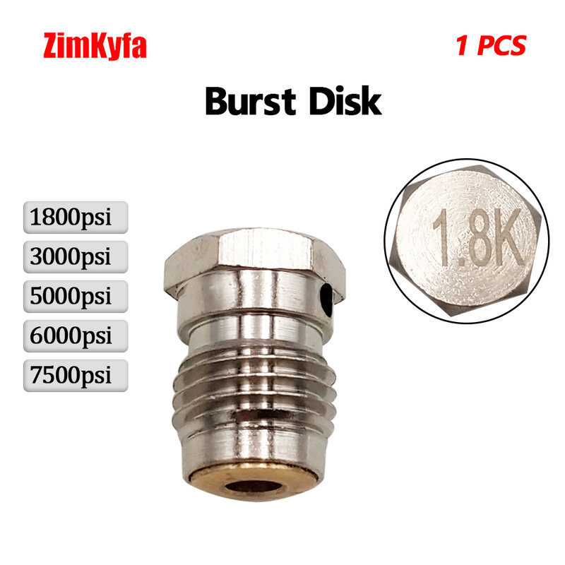 Burst Disks 1.8k 3k 5k  6k 7.5k for Compressed Air Co2 Tank Regulator Valve 3/8-24UNF Thread,1pcs