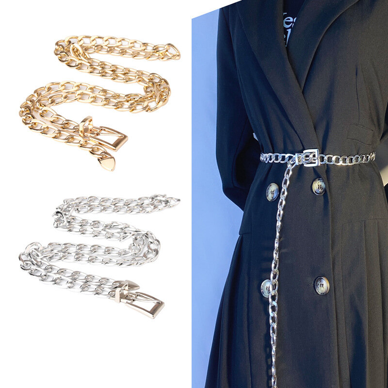 Metal Chain Women Belt Gold Silver Waist Chain Dress Jeans Cool Girls Lady Waistband Accessories Body Chain