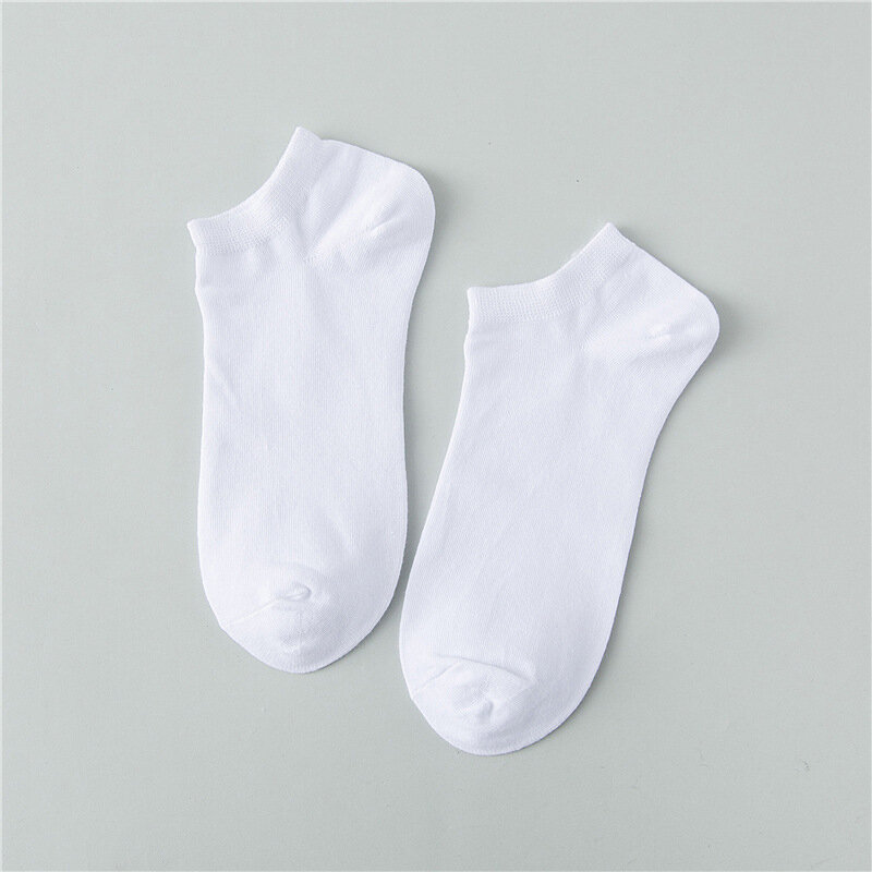Meias esportivas respiráveis monocromáticas para mulheres, meias casuais de barco, meias confortáveis de algodão, brancas e pretas, tamanho 36-44, 10 pares