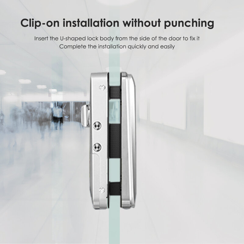 Smart Glass Door Fingerprint Lock Office Single / Double Door Password Lock Card telecomando controllo accessi elettronico