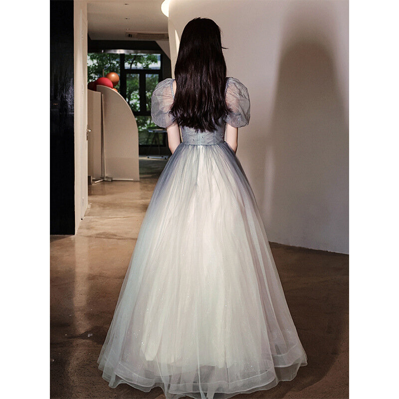 Женское вечернее платье, элегантное кружевное платье-трапеция в пол с блестками, юбка для подружки невесты