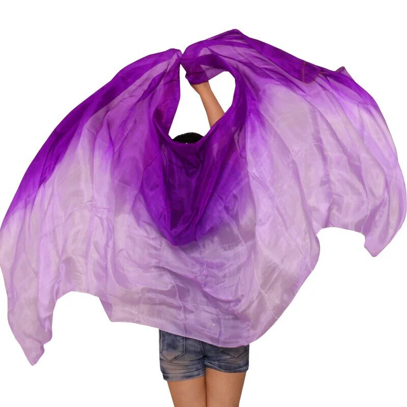 100% real chinês véu de seda xale feminino cachecol traje acessório personalizado artesanal tingido véu de seda dança do ventre puro véu natural
