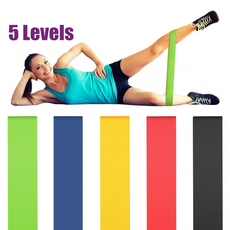 Bandas de goma de resistencia para Yoga, cintas elásticas de látex para entrenamiento de fuerza en gimnasio, Pilates, equipo de interior, 0,3-1,1mm