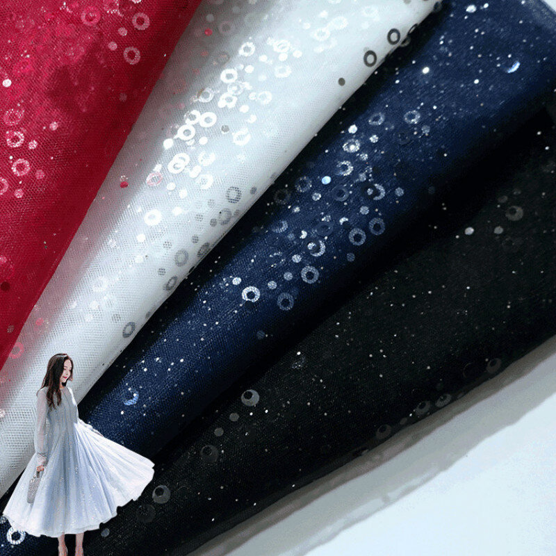 Tela de lentejuelas parpadeantes tela de malla textil de Nylon DIY artesanía vestido disfraz decoración de fiesta tela barata decoración de Halloween