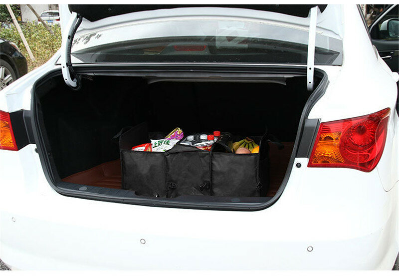 Huihom 3 compartimento dobrável tronco do carro organizador caixa de armazenamento com alimentos frescos frutas bebidas isolado saco térmico