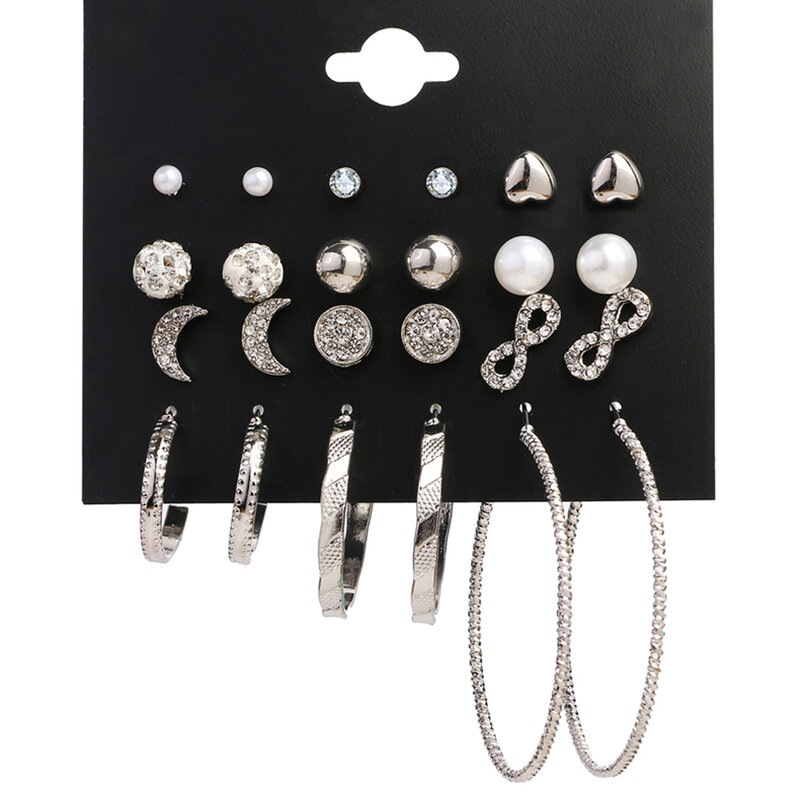 ZOVOLI Women's Geometric Crystal Earrings Studs Set Fashion Mixed Styles Bohemian Heart Stud Earrings Girls Jewelry 2021 Earring