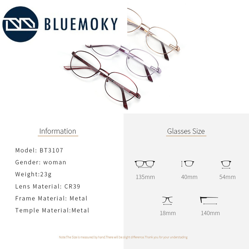 Bluemoky óculos de prescrição progressiva, óculos de miopia ótica com armação oval pequena para mulheres, anti luz azul e fotocrômica