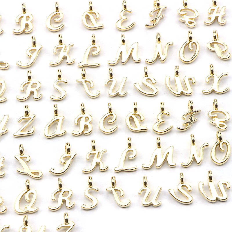 52pcs Random Mixed Shape Ancient Letters Charms Gold 26 Letter Pendants For DIY Necklace Keychain Jewelry Gifts Making Tools