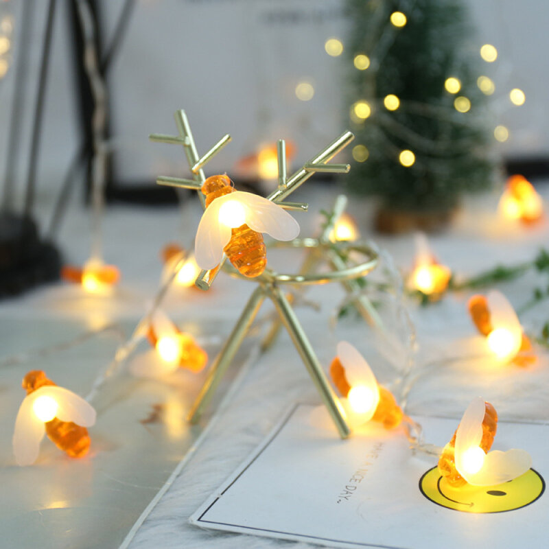 Светящаяся цепочка для пчелы, Рождественский светильник, светодиодный фонарь для весеннего фестиваля, маленький светильник, Рождественская елка, декоративный светильник, сотовый ящик