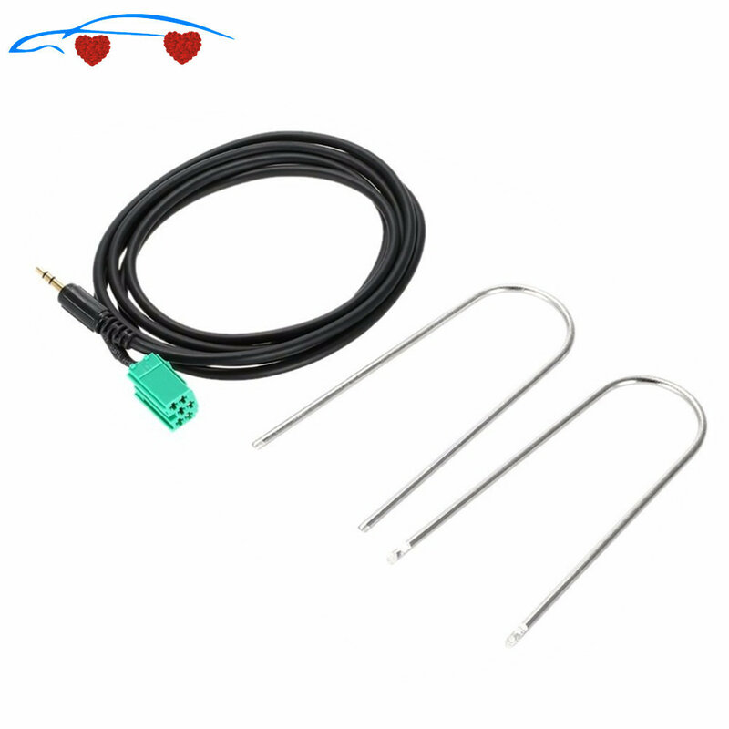 Car Aux Stereo Audio Line Input Adapter Cable 3.5mm for iPhone iPod MP3 + Removal Tool for Renault 2005-2011 Clio Megane