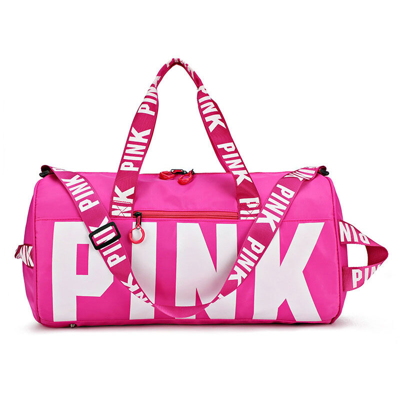 Bolsa de viaje rosa de diseño para mujer, bolsa de lona de entrenamiento de Fitness para mujer, bolsa de mano deportiva de gimnasio impermeable de gran capacidad para viaje