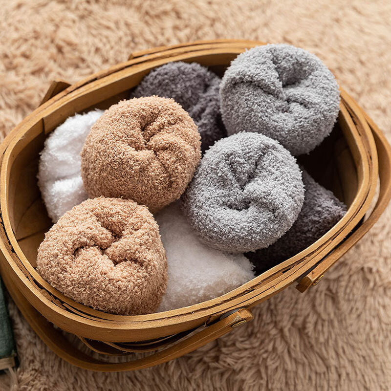 5 pares/lote homens engrossar meias moda inverno quente coral velo macio cor sólida sono masculino meias de cama calcetines venda quente