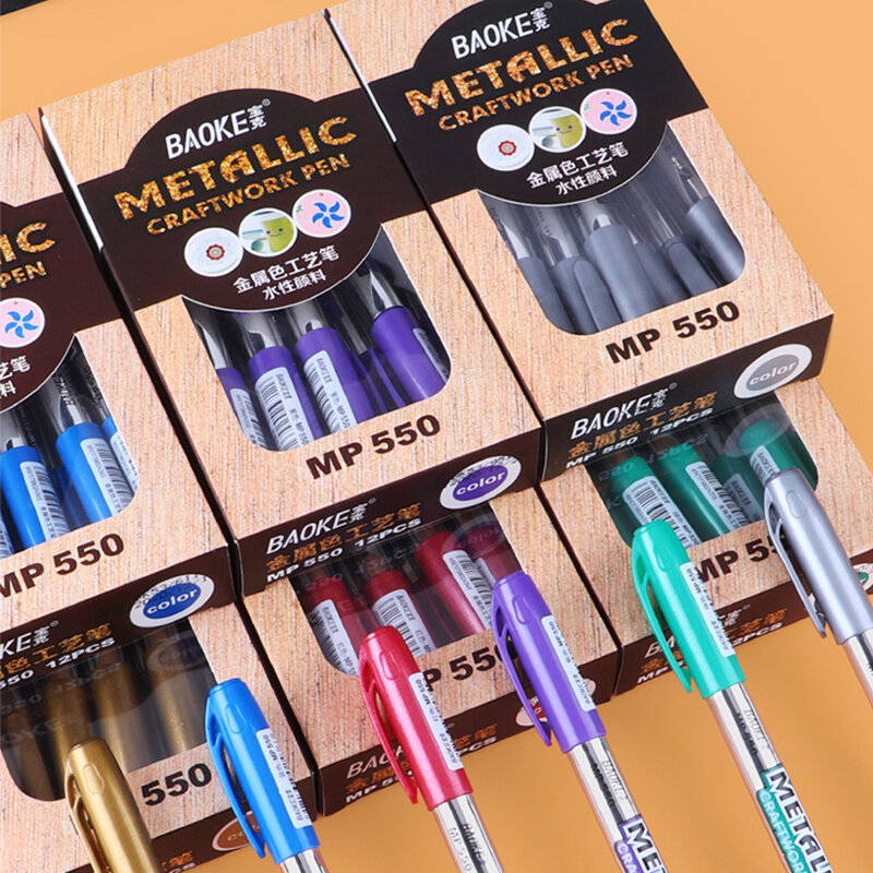 Металлический маркер Baoke 6 цветов для ремесла Pen 1,5 мм 2021 яркий Гладкий износостойкий анти-сушка «сделай сам» комиксы рисунок ручка Канцтовар...