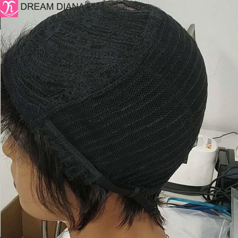 DreamDiana – perruque Bob brésilienne 100% naturelle, cheveux lisses, coupe courte, 8 pouces, entièrement faite à la Machine