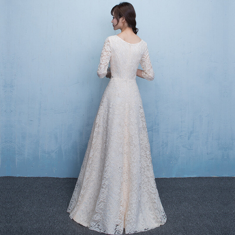 Französisch Stil Brautjungfer Kleider Spitze V-ausschnitt Halbe Hülse Elegante Party Kleider Bodenlangen Floral Druck Anmutigen Promi Kleid
