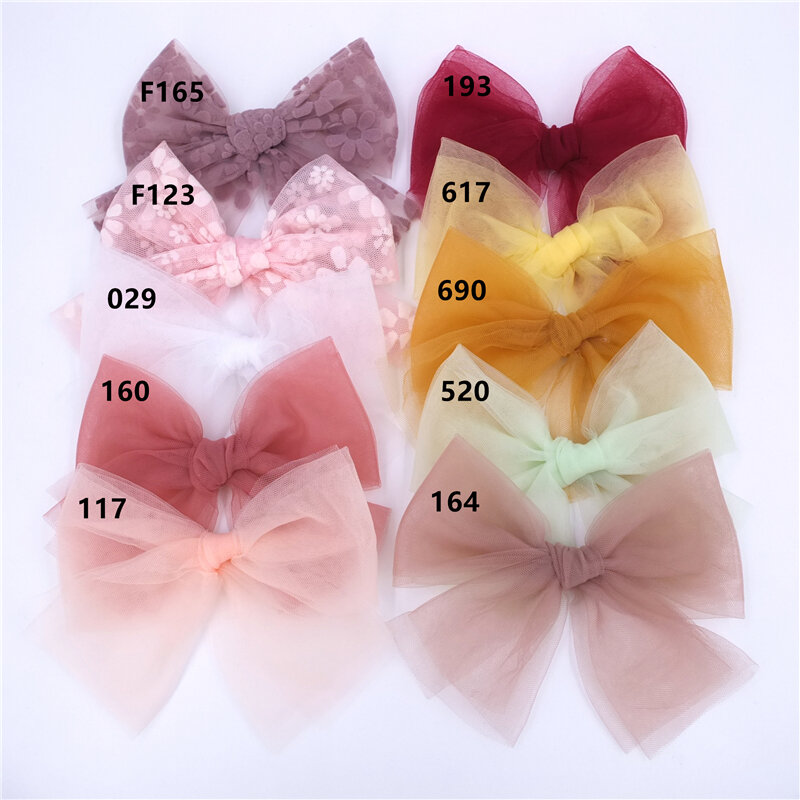 Baby Meisjes Tulle Bow Nylon Hoofdband Haar Clips Voor Peuter Baby Kids Lace Hair Bows Accessoires