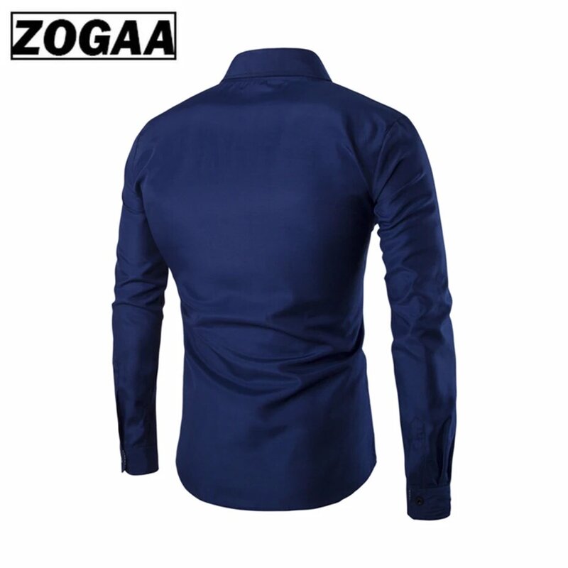 ZOGAA 2020 New Classical Shirts Male Shirts Men Spring Autumn Long Sleeve Turn-down Collar Formal Business Men Social Shirts