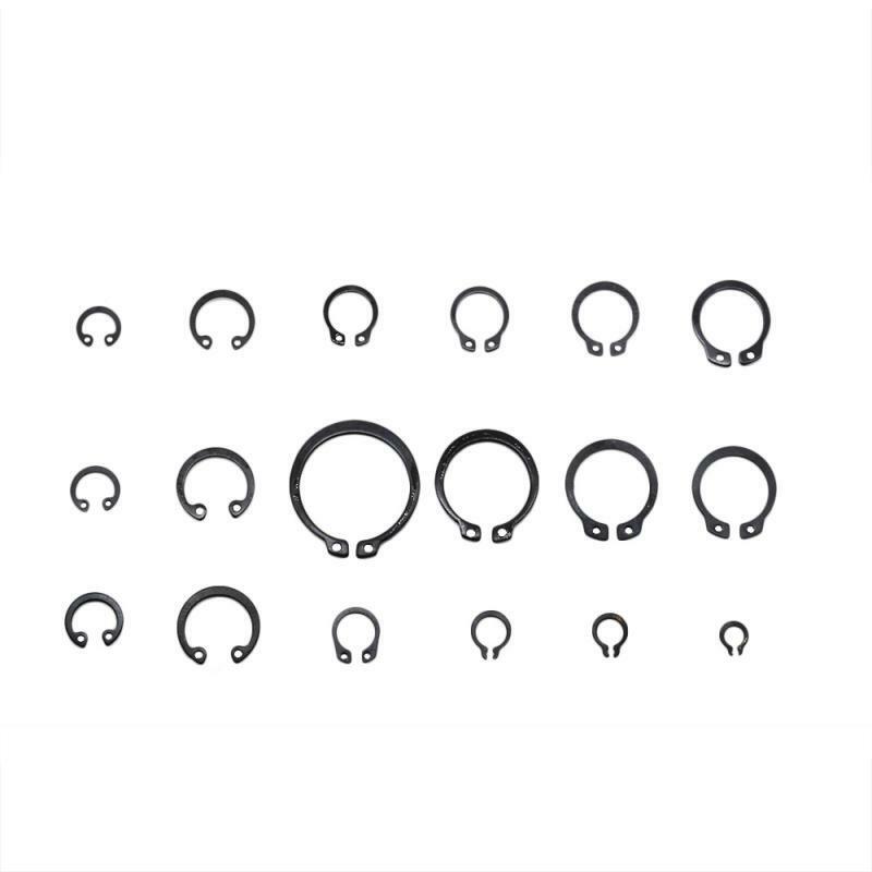 Externo Retenção Circlips, E-Clip Arruelas, Snap Ring, Aço Carbono Variedade Kit, 70Pcs