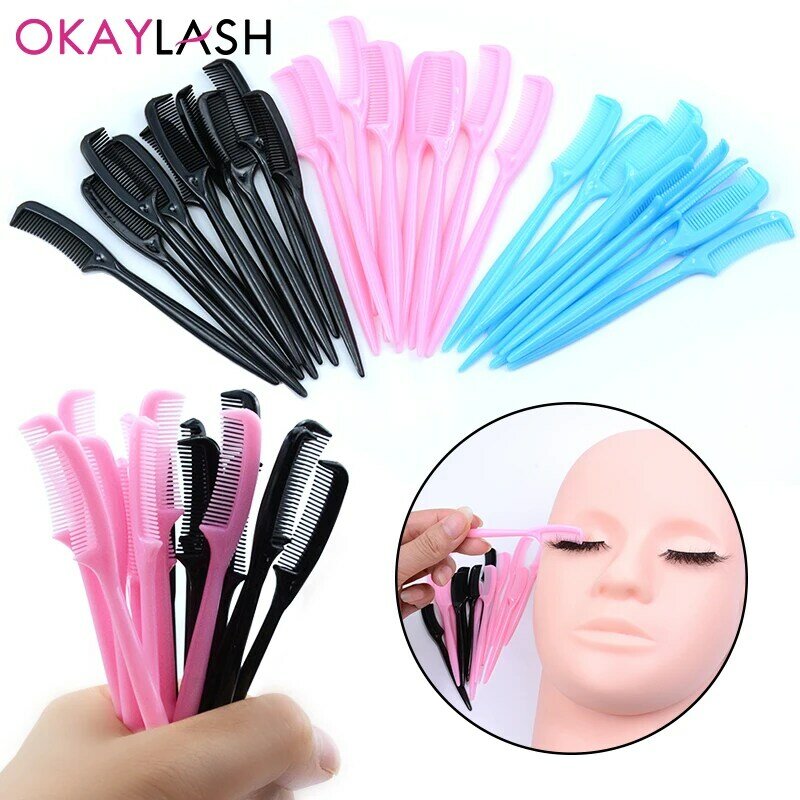 OKAYLASH Wholesale10Pcs Micro Comb For Eyelash Extension Eyebrow Mini Combs Brushes Doll Mascara Wand Eye Lash Combing Tools