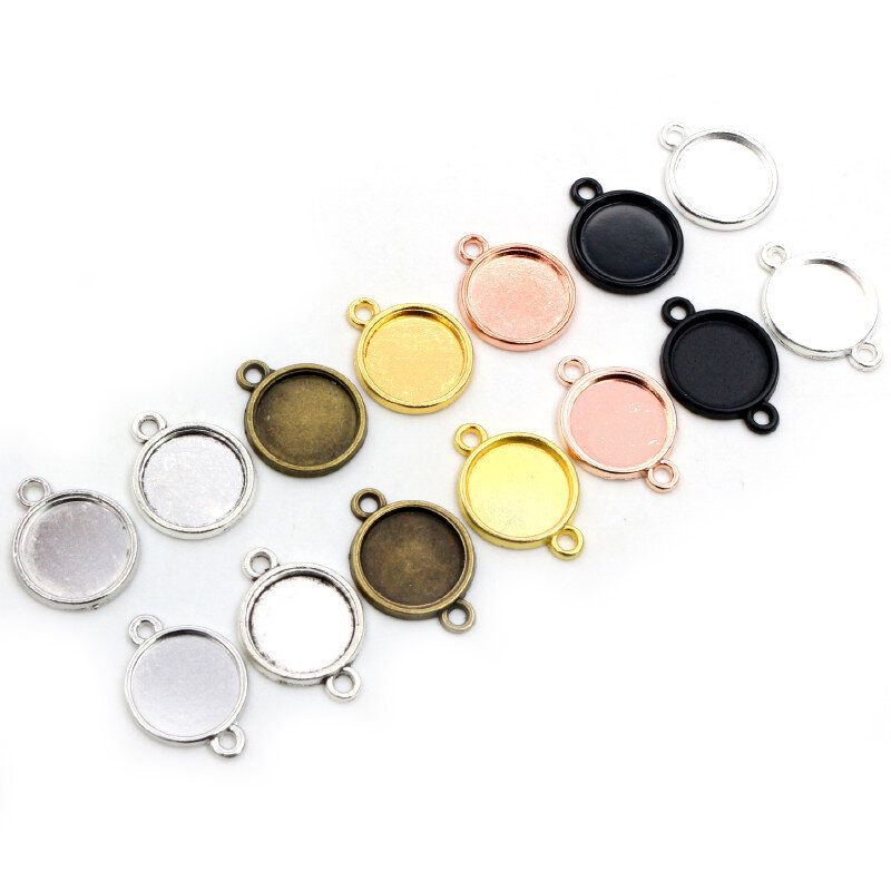 8mm 10mm 12mm Inner Size Classic 7 Color Plated One Sided Single Hanging Simple Style Cabochon Base Setting Pendant