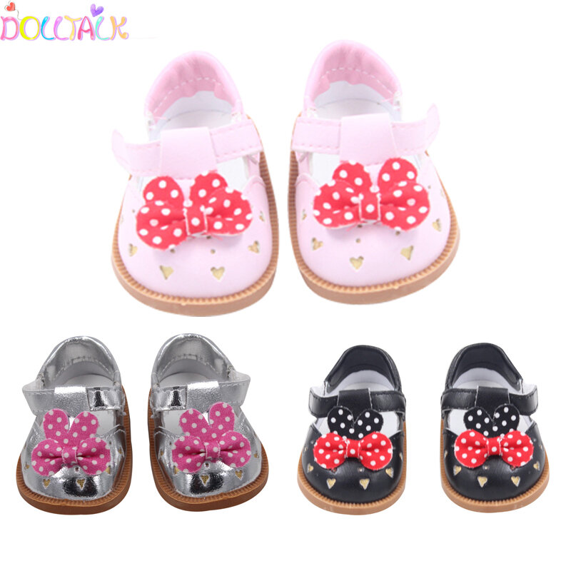 7 cm Mode Babypop Schoenen Lederen Schoenen Met Boog-knoop Voor 1/3 BJD 18 "Amerikaanse Pop Fit 43 cm Poppen Baby Pasgeboren Accessoires