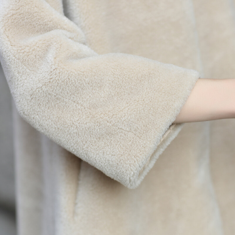 Abrigo de piel auténtica para mujer, abrigo de lana 100% Natural, chaqueta de piel de zorro con capucha, Parka larga cálida, ropa LWL1374