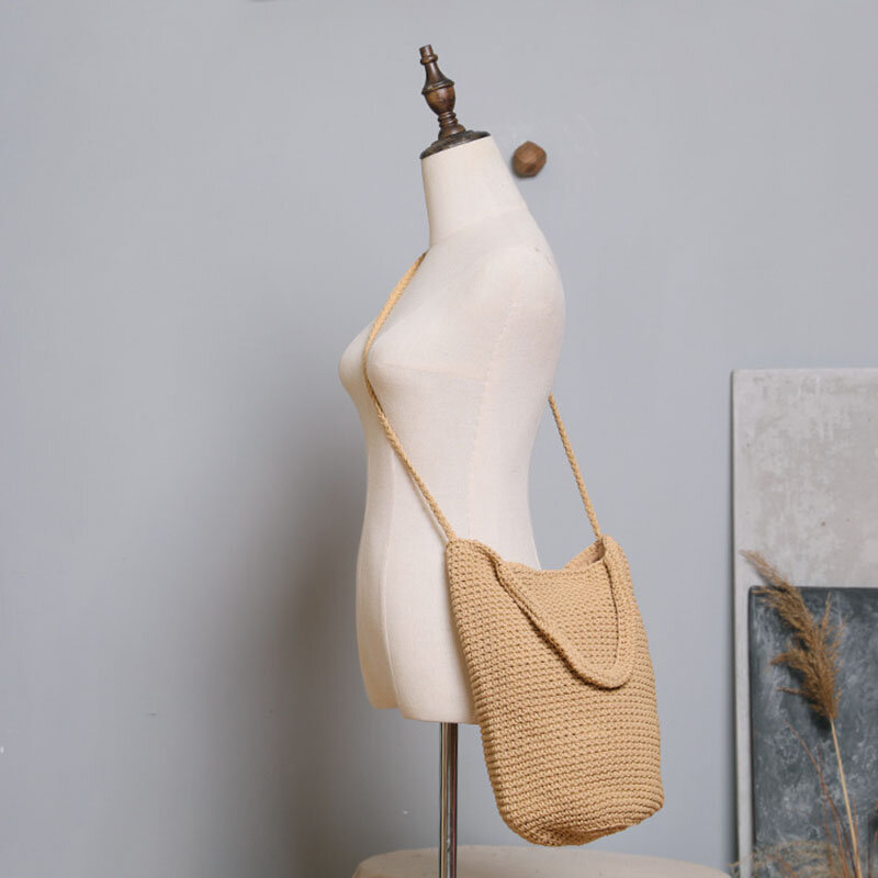 Сумка-мессенджер на плечо, летняя плетеная Классическая пляжная вместительная сумочка на ремне