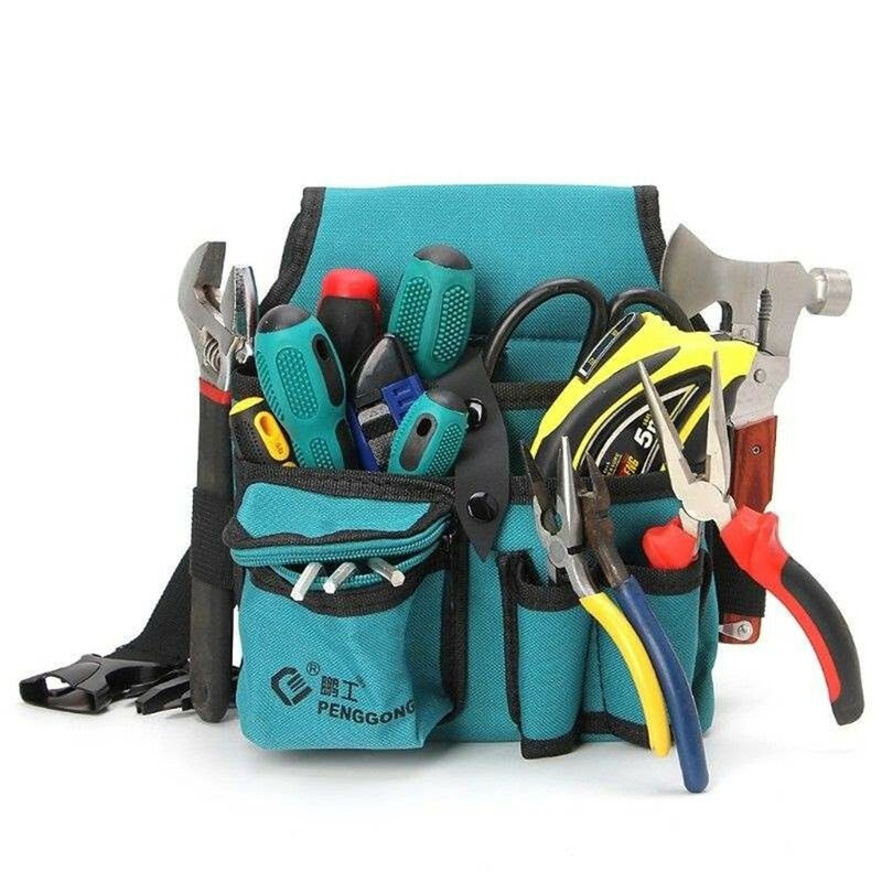 Bolsa de herramientas de electricista, bolsa de cintura, organizador de almacenamiento de cinturón, Kit eléctrico de tela Oxford, herramientas gruesas con múltiples bolsillos, paquete de cintura
