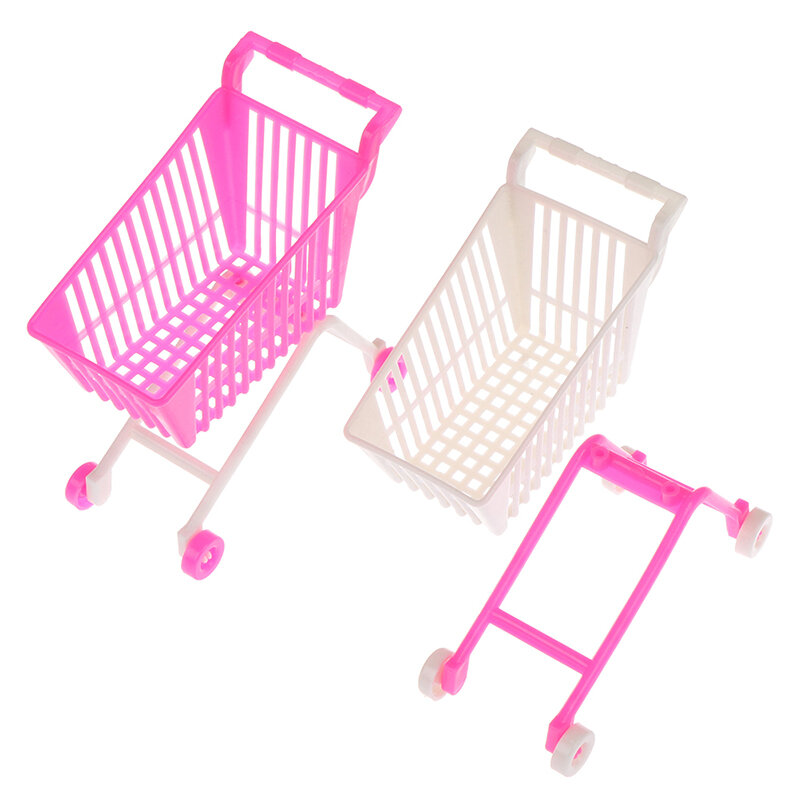 1pcs Baby Toy Supermarket Hand Trolley Mini Shopping Cart Desktop Decoration Storage Toy Gift Dollhouse Furniture Accessories