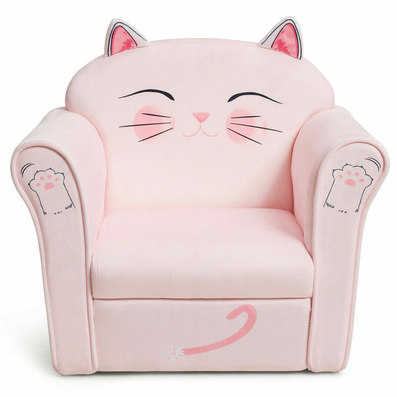 Kids Cat Sofa Children Armrest Couch Upholstered Chair Toddler Furniture Gift  HW65438