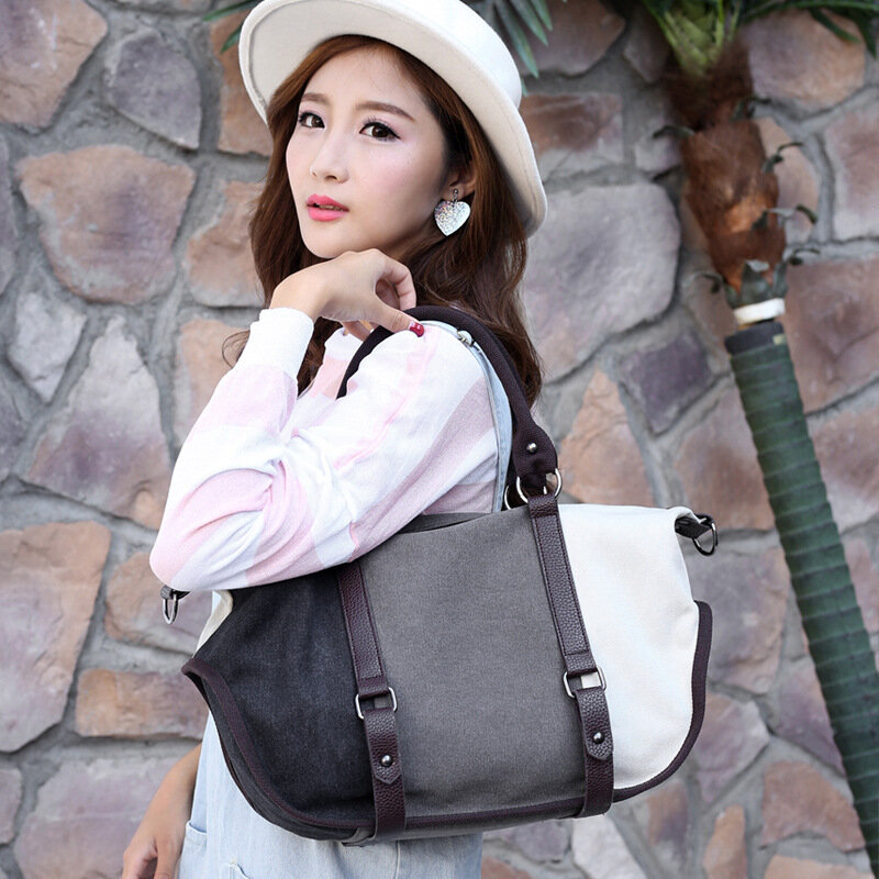 Shoulder Bag for Women Fashion Korean Canvas Casual Large Capacity Cross-Slung Female Travel Tote Bag Female Handbags