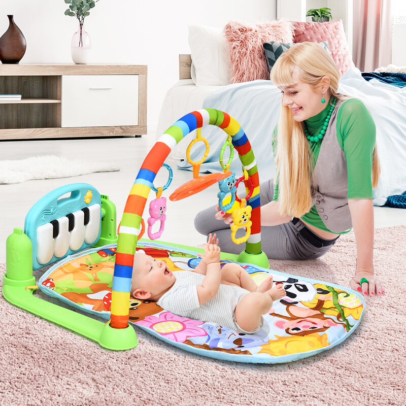 Estera de juego de actividades para bebé, juego de patadas y juego de Piano, gimnasio, para sentarse, juego de barriga infantil