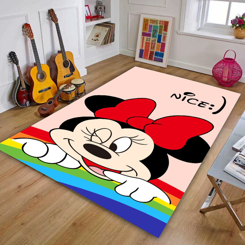 Alfombra con estampado de Mickey y Minnie para el hogar, tapete de 80x160cm con diseño impreso de Mickey y Minnie para puerta de dormitorio, cocina y sala de estar