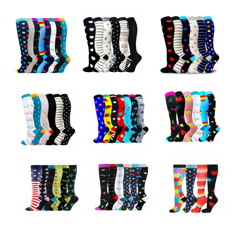 6 Pairs/Pack Compression Socks Men Women 30 mmHg Sports Socks for Running Cycling Marathon Edema Diabetes Varicose Veins Socks