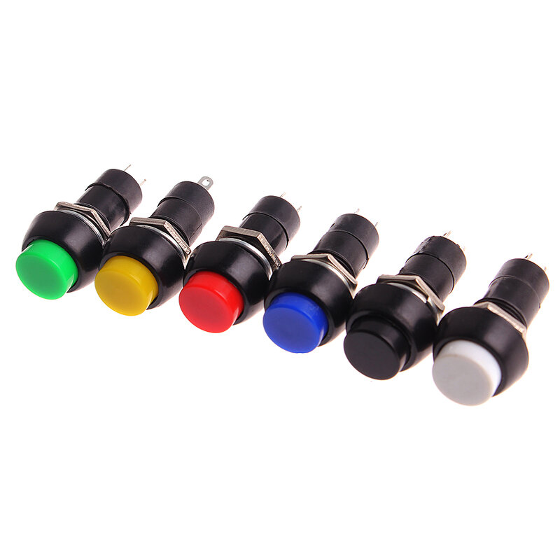 1PC PBS-11A PBS-11B 12mm self-locking Selbst-Recovery Kunststoff Push Button Schalter momentary 3A 250V AC 2PIN 6 Farbe