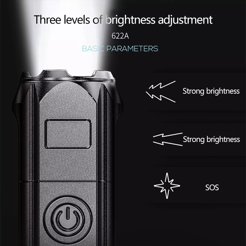 Outdoor Camping Flashlight G3 High-brightness Lamp Beads IPX6 Waterproof Home Flashlight Rechargeable Hand Torch for Hiking Camp