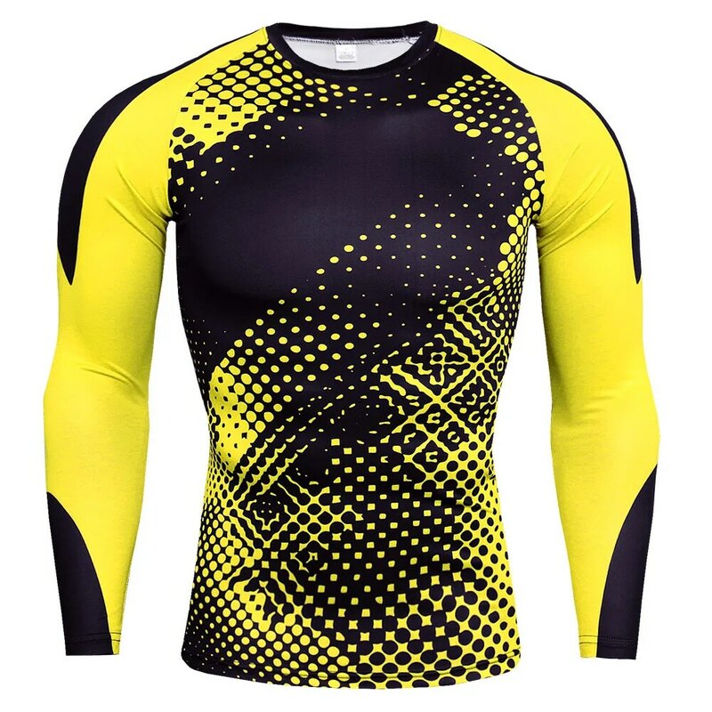 Camiseta de compressão masculina de manga comprida, camiseta com camada de secagem rápida para ginástica, camisa esportiva de esportes e corrida para inverno