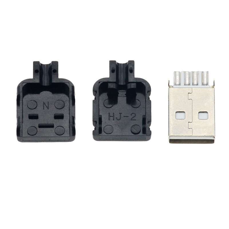 10 pièces bricolage USB 2.0 connecteur prise A Type mâle 4 broches assemblage adaptateur prise Type à souder coque en plastique noir pour la connexion de données